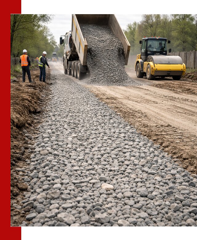 Доставка щебня для отсыпки дорог в Воткинске высокого качества