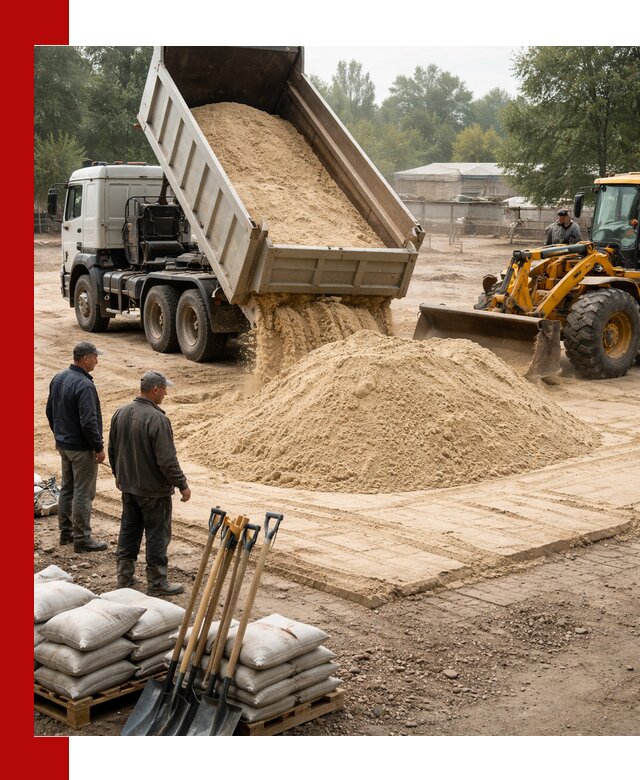 Доставка мытого песка в Воткинске с самосвалами по выгодной цене