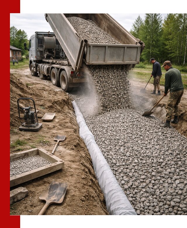 Гравий для дренажа с доставкой в Воткинске качественный и недорогой