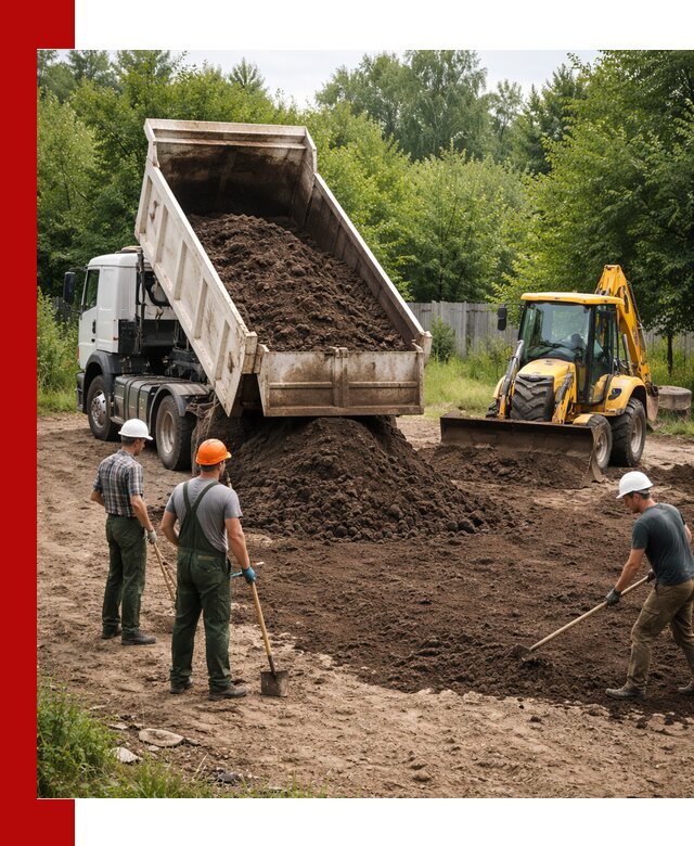 Доставка и укладка грунта для выравнивания участка в Воткинске