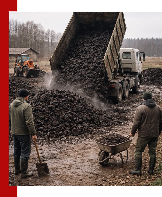 Доставка низинного торфа с разгрузкой и доставкой в Воткинске