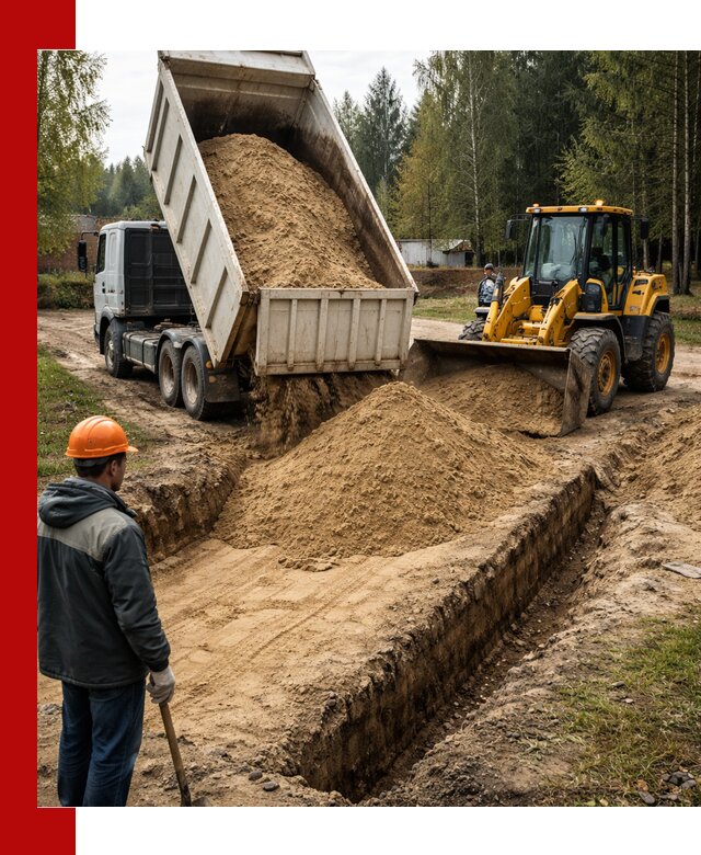 Доставка песчаного грунта в Воткинске для строительных работ