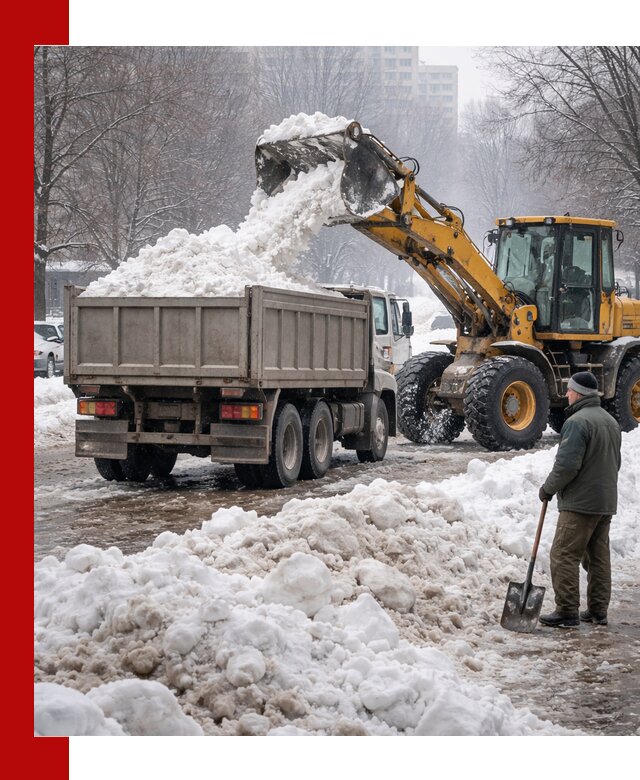 Вывоз снега грузовой техникой в Воткинске оперативно и чисто