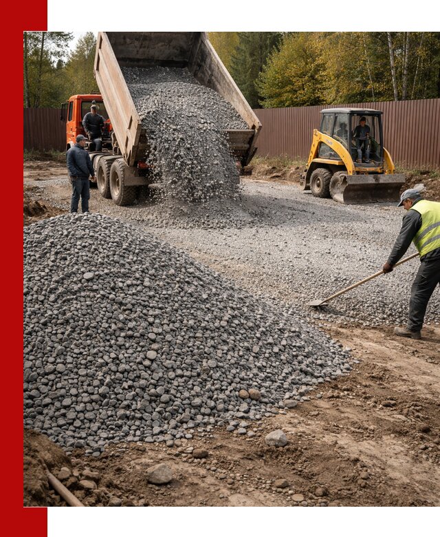 Отсыпка участка щебнем с доставкой и уплотнением в Воткинске